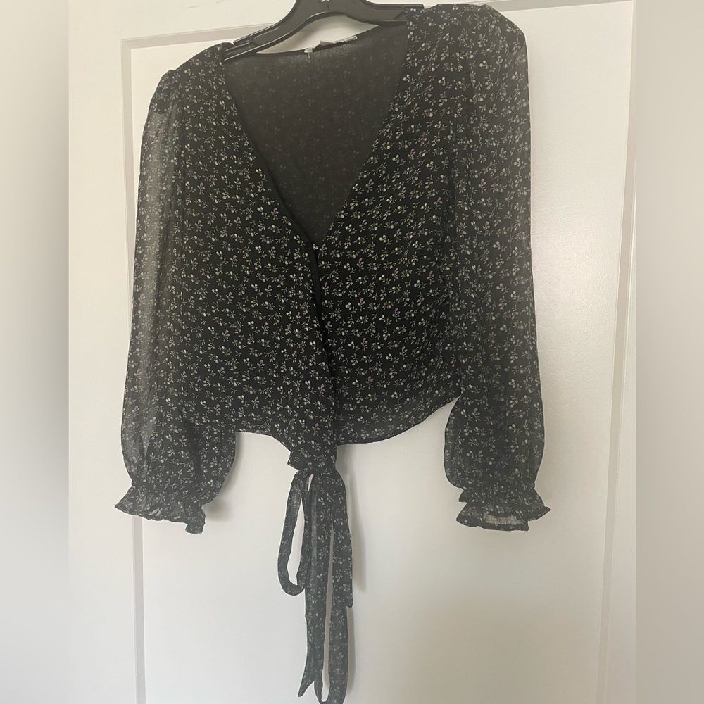 Sheer American Eagle Wrap Top